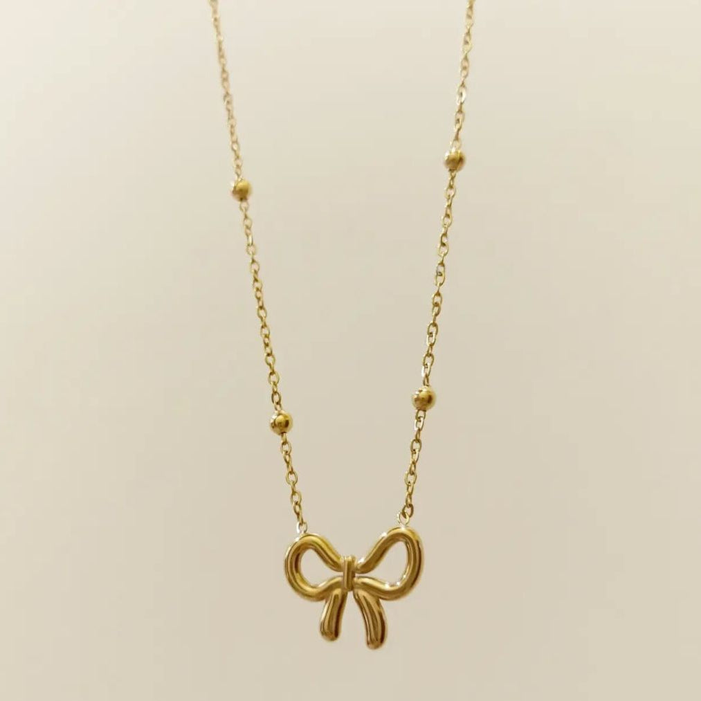 Golden Bow Pendant Necklace