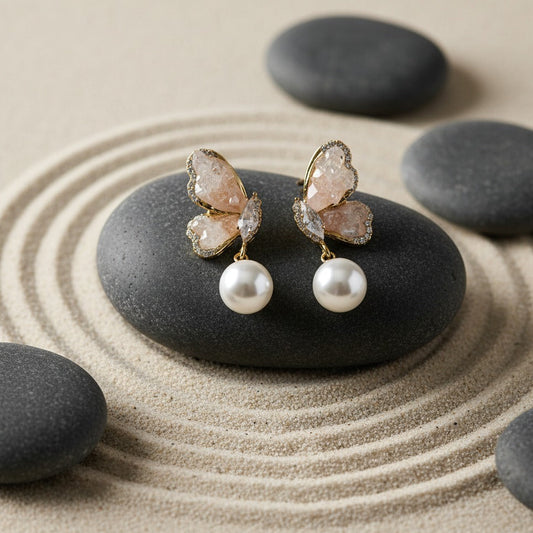 Golden Whisper Butterfly Earrings