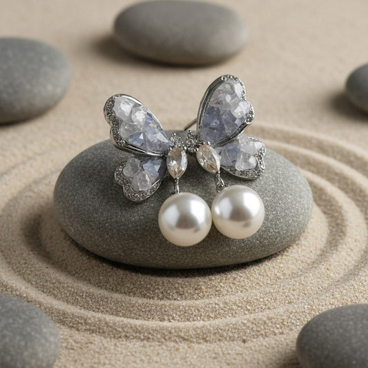 Pearl Whisper Butterfly Earrings