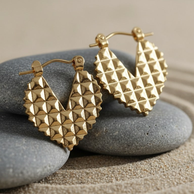 Golden Prism Heart Earrings