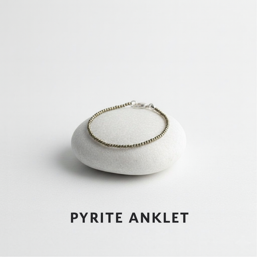 Raw Pyrite Anklet for Wealth, Prosperity & Confidence