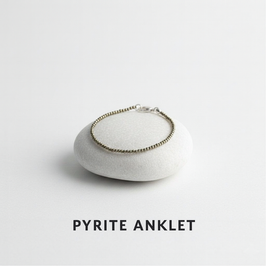 Raw Pyrite Anklet for Wealth, Prosperity & Confidence