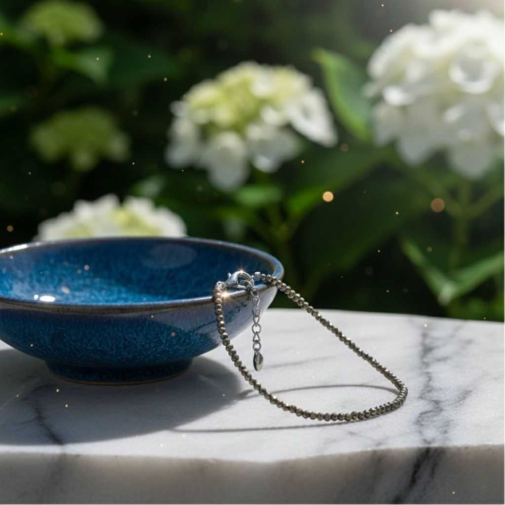 Raw Pyrite Anklet for Wealth, Prosperity & Confidence